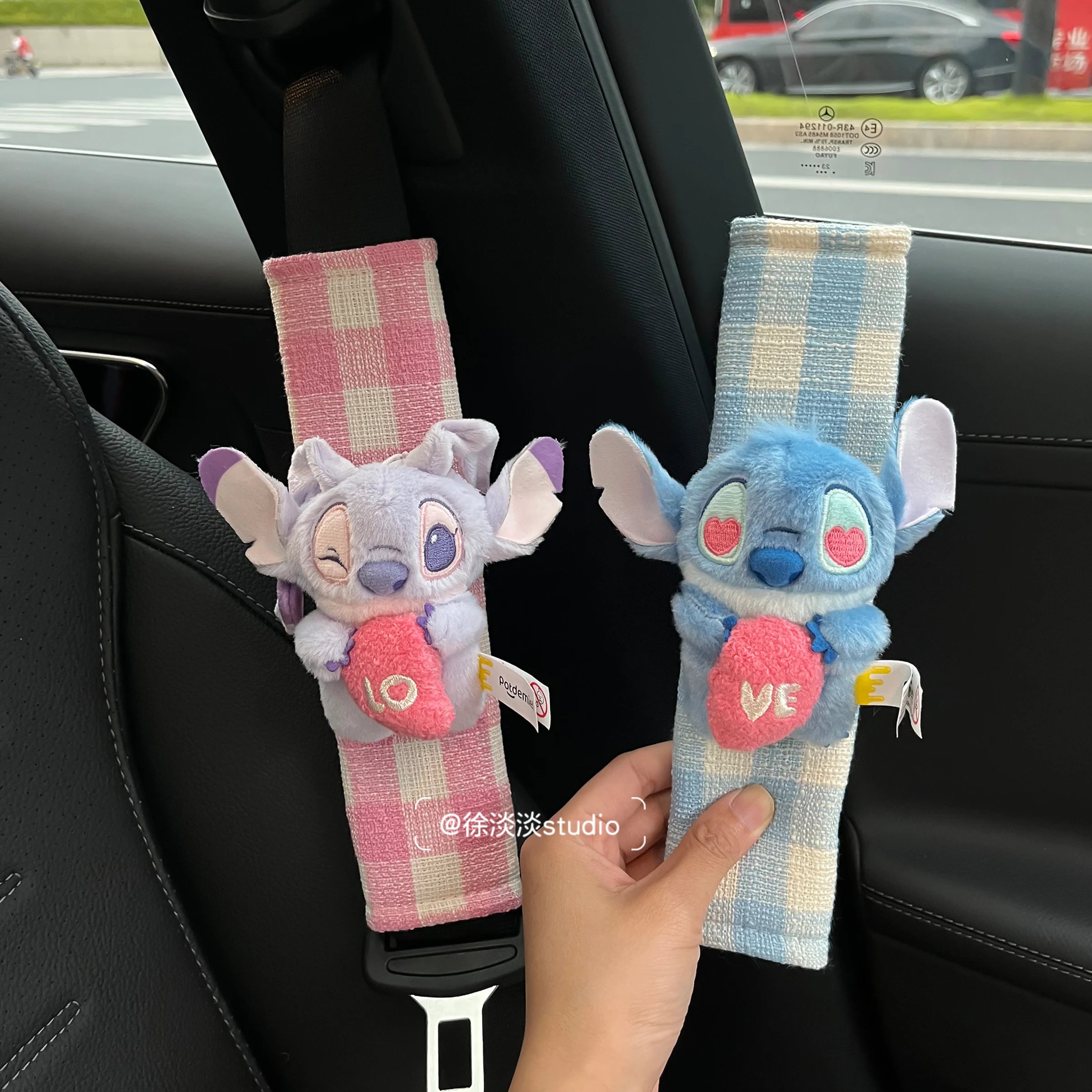 

Stitch Seat Belt Protective Cover Cute Cartoon Soft Car Shoulder Belt Fashion Car Inside Decoration BIrthday Gifts