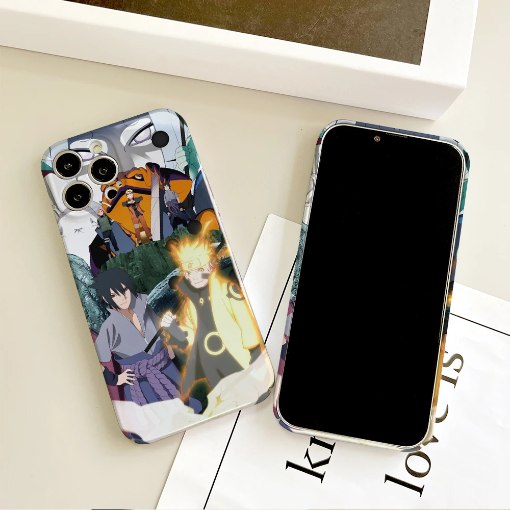 Anime Phone Case For IPhone 16 15 14 13 12 11 Plus Pro Max Mini Narutos Glossy HD Hard Cover Film Shell