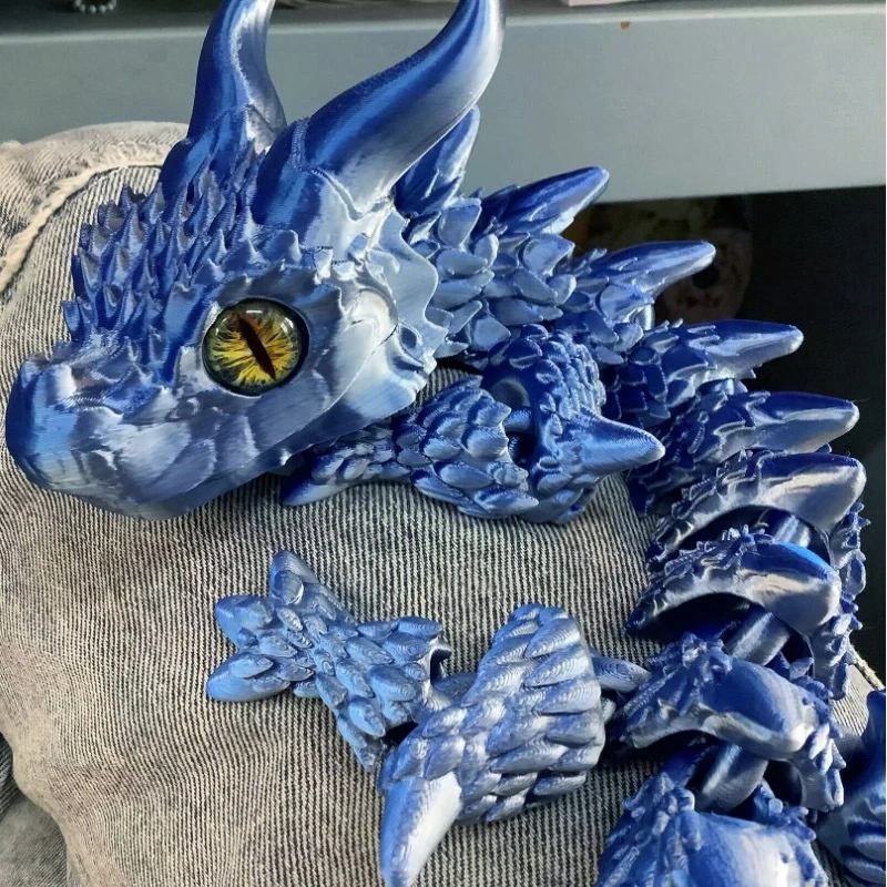 3D Printed Magic Dragon Movable Joint Toy With Random Eyes Rotatable Articulated Office Desktop Ornament Adults Toy Crafts Gift