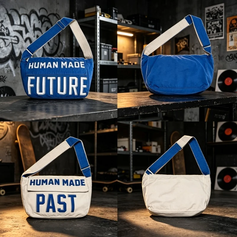 HUMAN MADE Mail Bag Crossbody Shoulder Bag Vintage Washed Canvas Adjustable Strap