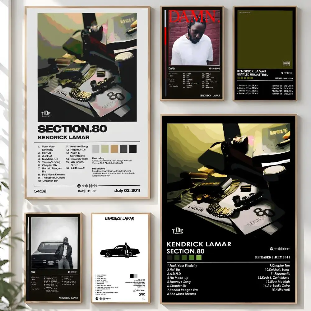 K-Kendrick Lamar Good Kid Maad City Hip Hop Music Album Poster Creative Room Art For Dorm Bedroom Study Apartment Home Gift