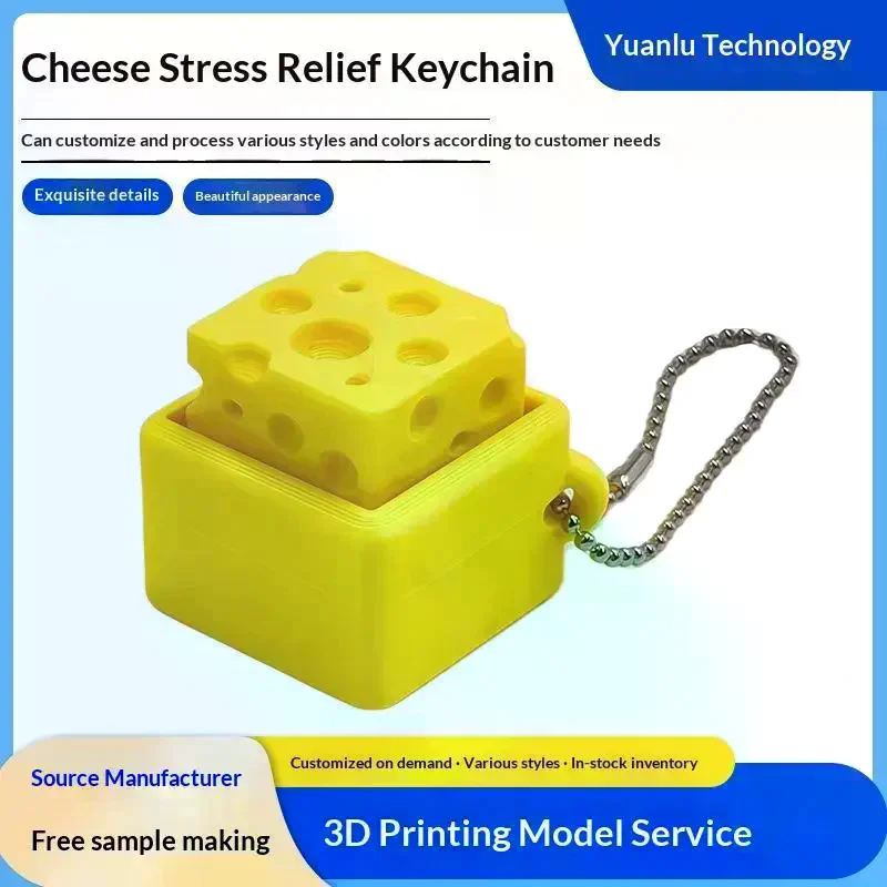 Cheese Shaped Fidget Keychain, Cute Stress Relief Toy, Daily Carry Gift For Kids, Teens & Adults
