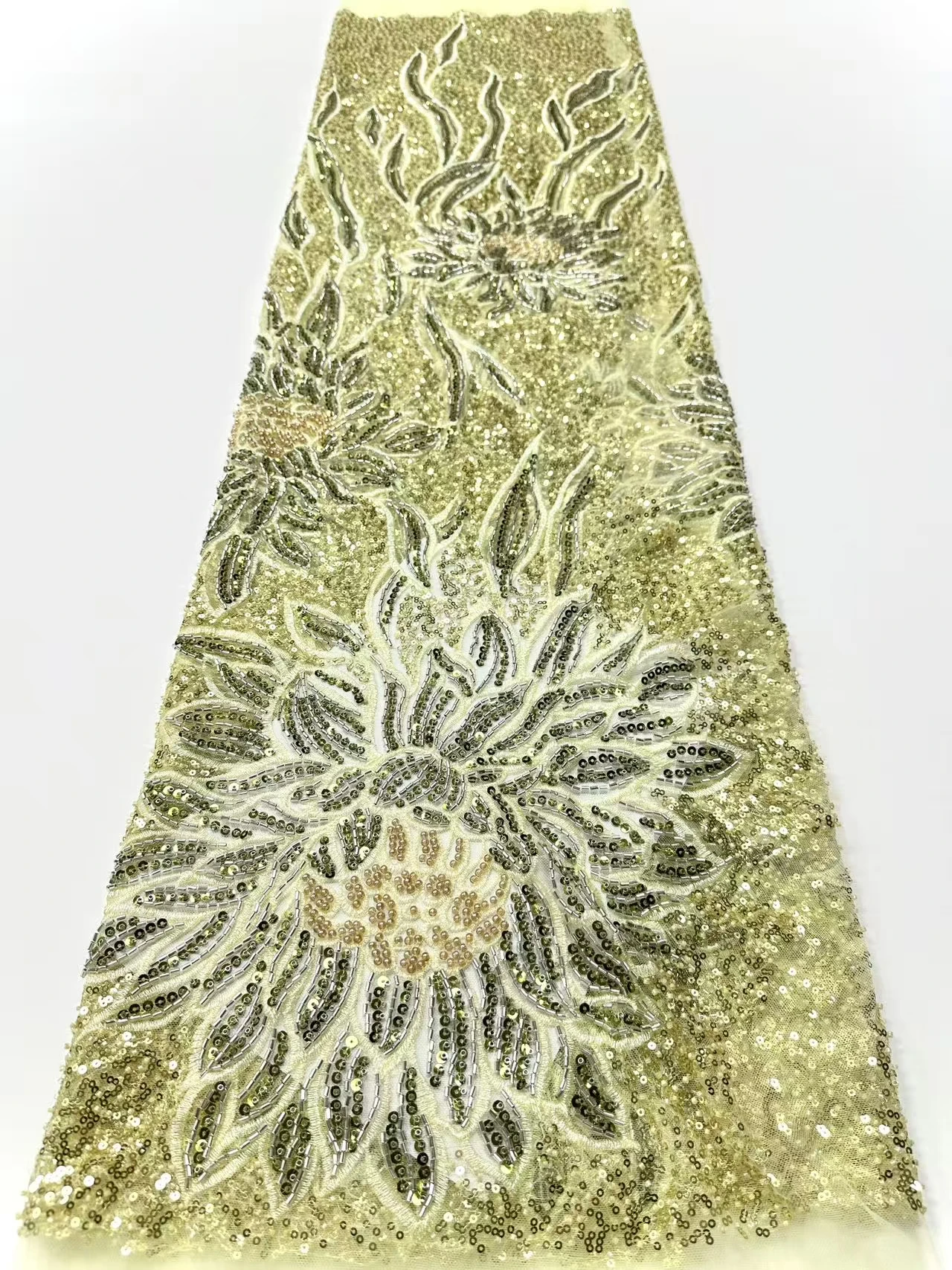 Luxury New Design Fashion African Groom Artistic Pattern Embroidery Sequins French Beads Tulle Lace for Party Dresses SZ1478