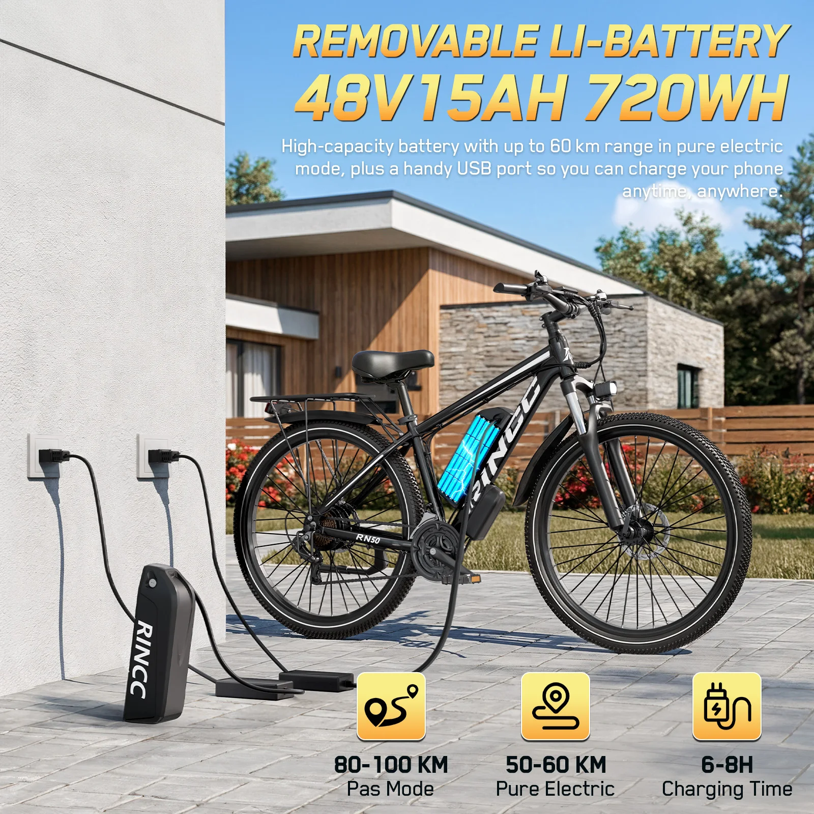 Vélo électrique 750W, batterie amovible 48V15Ah, pneus 29 pouces, vélo de ville, vélo de montagne pour adulte