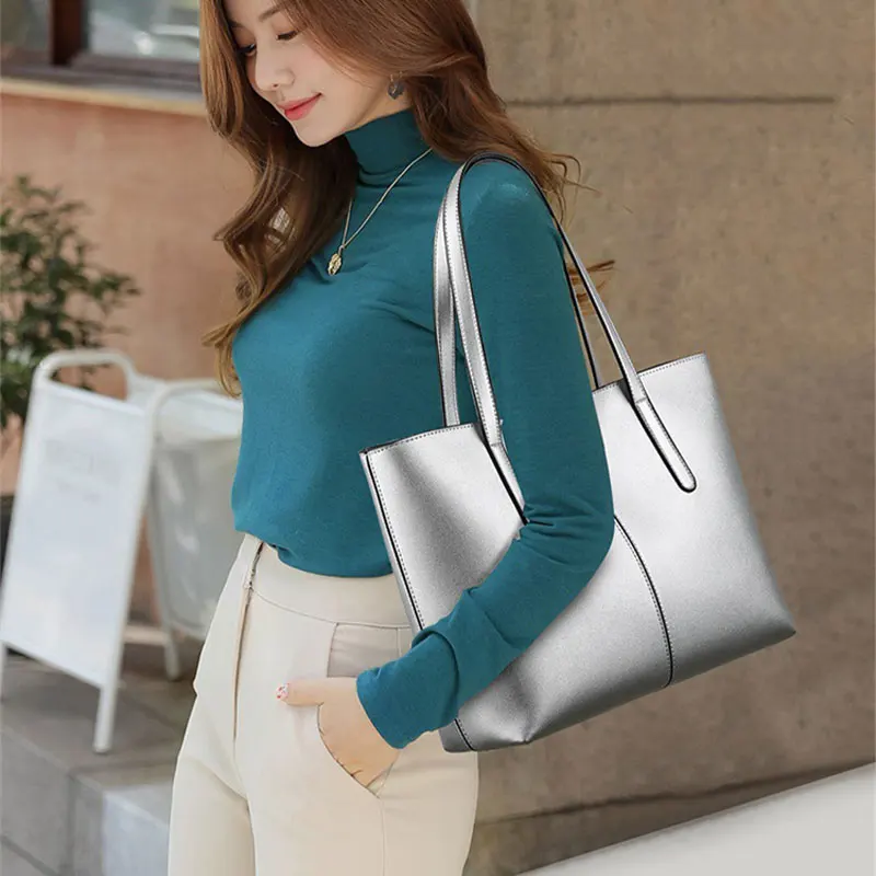 New Women Tote Bag Soft PU Leather Ladies Casual Handbags Travel Underarm Shoulder Bag Female Large Capacity Shopping Beach Bag