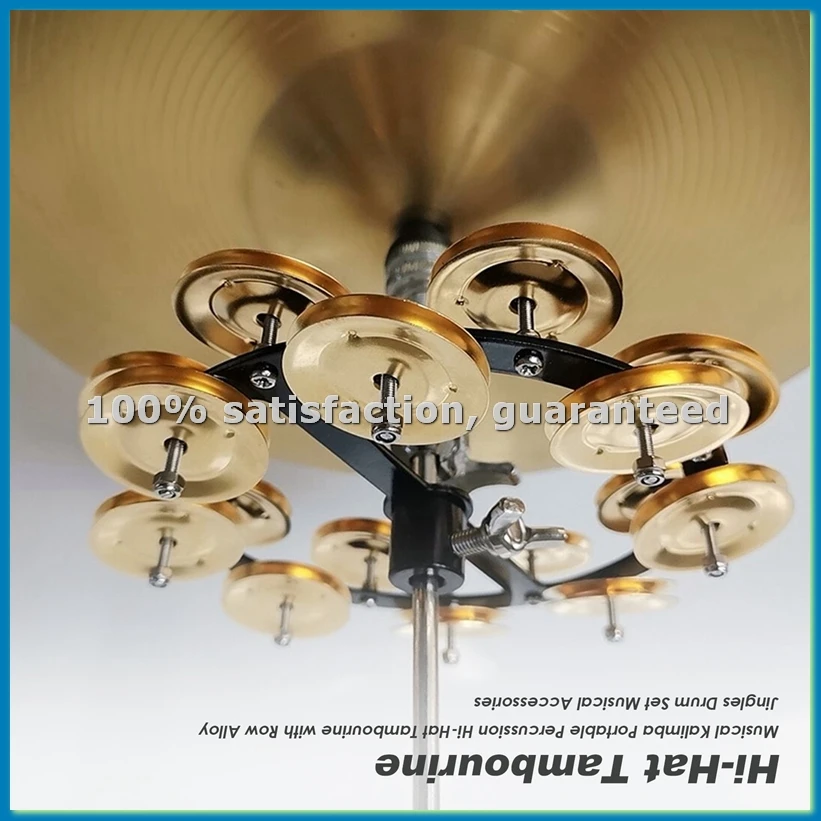 

Музыкальная калимба, портативный перкуссионный инструмент, хай-хэт тамбурин с рядом металлических колокольчиков, набор барабанов, Gold-ANKL