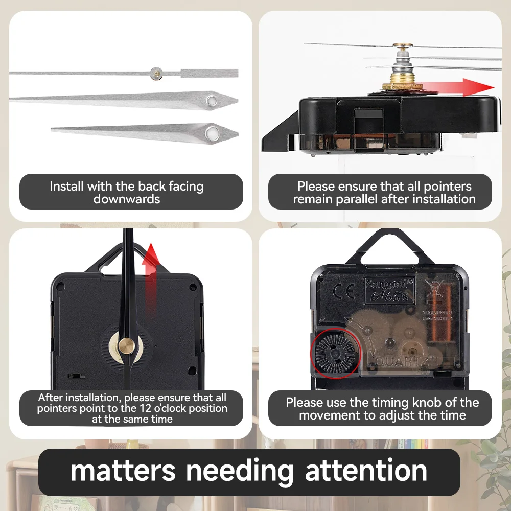 Mecanismo de reloj, máquina de movimiento de cuarzo silencioso, juego de puntero de manecillas de pared, mesa de reloj colgante, piezas de herramientas de reparación de relojes de cuarzo DIY