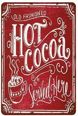 Metal Tin Signs Hot Cocoa And Candy Canes Christmas Plaque Funny Quote Metal Tin Sign Wall Decor Decor Gift Tin Sign