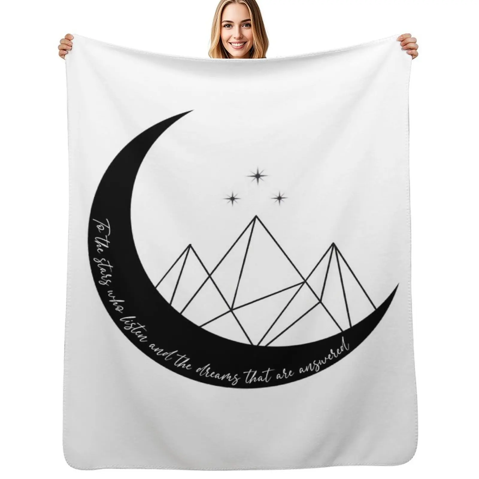 

Night Court Insignia and Quote: To the stars who listen ACOTAR Throw Blanket Sofa Throw Furry Multi-Purpose Flannel Blankets