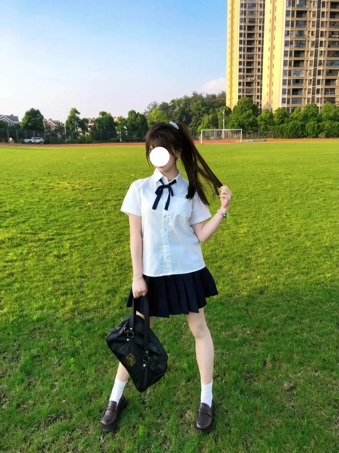 Basic Style Short Sleeve Shirt And Skirt Set for Women Summer Commute College Style Jk Uniform Breathable High Waist Design