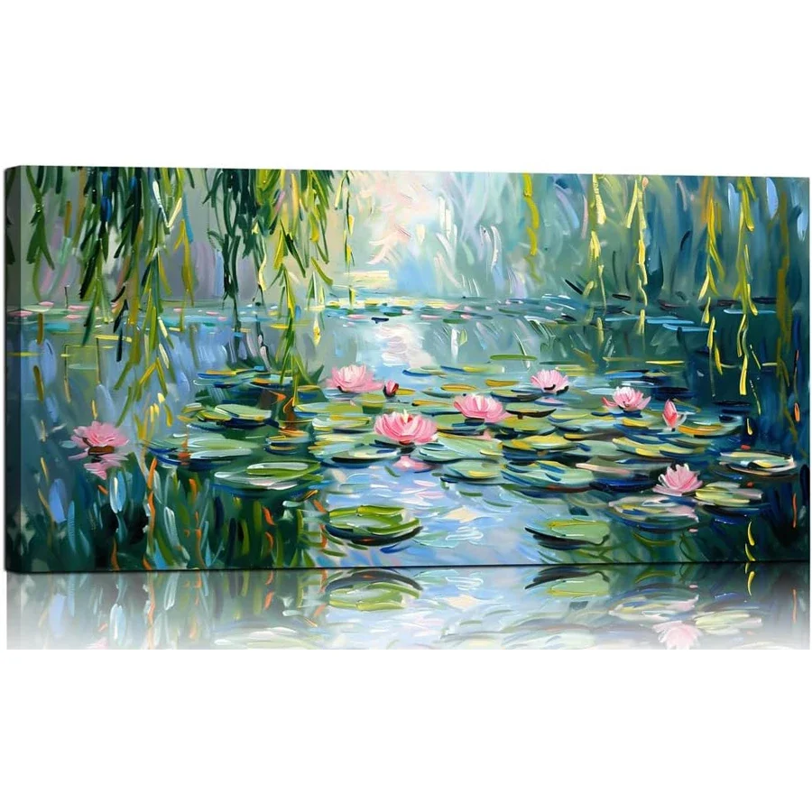 

Claude Monet Diamond Painting Wall Art, 5D DIY Diamond Embroidery Classic Lotus Art images, Famous Paintings Mosaic Home Decor
