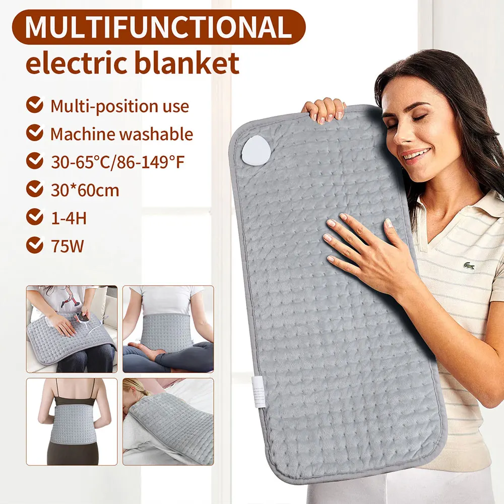 

Электрическая грелка 30*60 см, 9 уровней, горячее компрессионное одеяло с подогревом, моющийся зимний теплый коврик, обогреватель для спины, шеи, плеч, ног