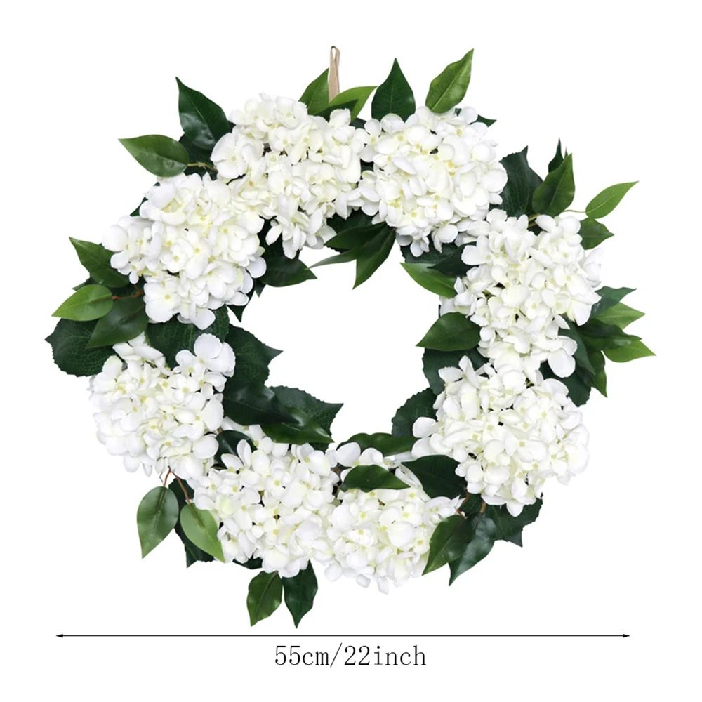 Artificial Hydrangea Wreath Spring Summer Wreath for Farmhouse Home Wedding Party Wall Windows Outdoor