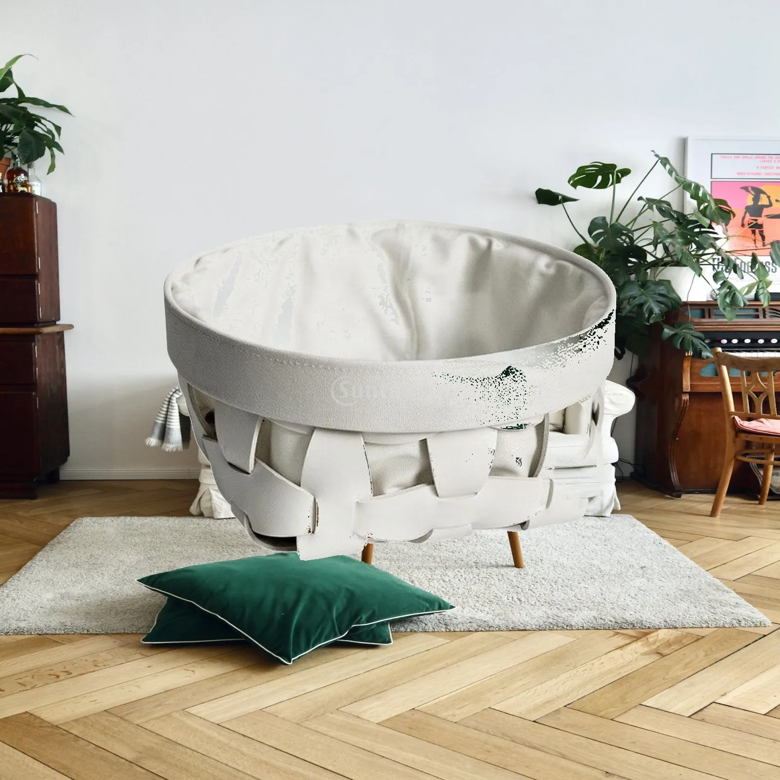 Decorative Storage Basket for Laundry and Toys with Protective Inner Liner for Delicate Fabrics
