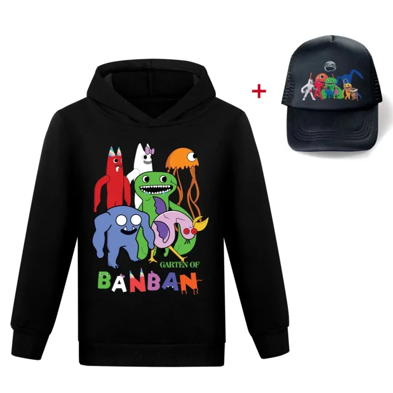 Garden of Banban 3D Prints Children T-Shirts Garten of Banban Kids Hoodie Sweatshirt Toddler Boy Girl Autumn Hooded with Sunhat