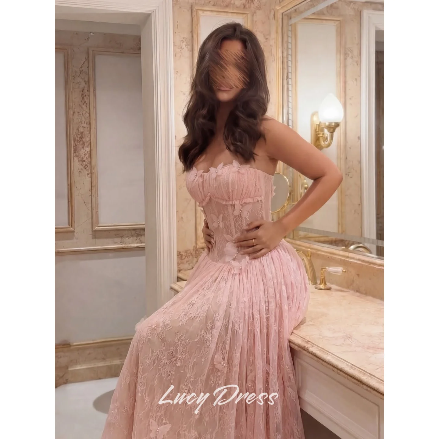 

Lucy Tulle Strapless Pink A-Line Evening Dress 2026 Prom Dress Women Ladies Party Gala Prom Trendy Modern Chic Customized