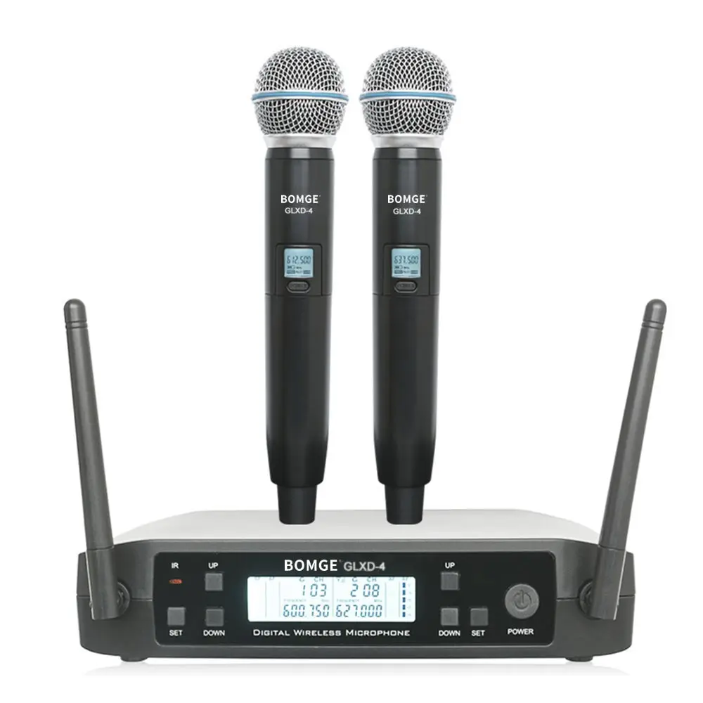 BOMGE Microphone Wireless GLXD4 Professional UHF System Handheld Mic For 80m distance Stage Speech Wedding Show Band Home Party