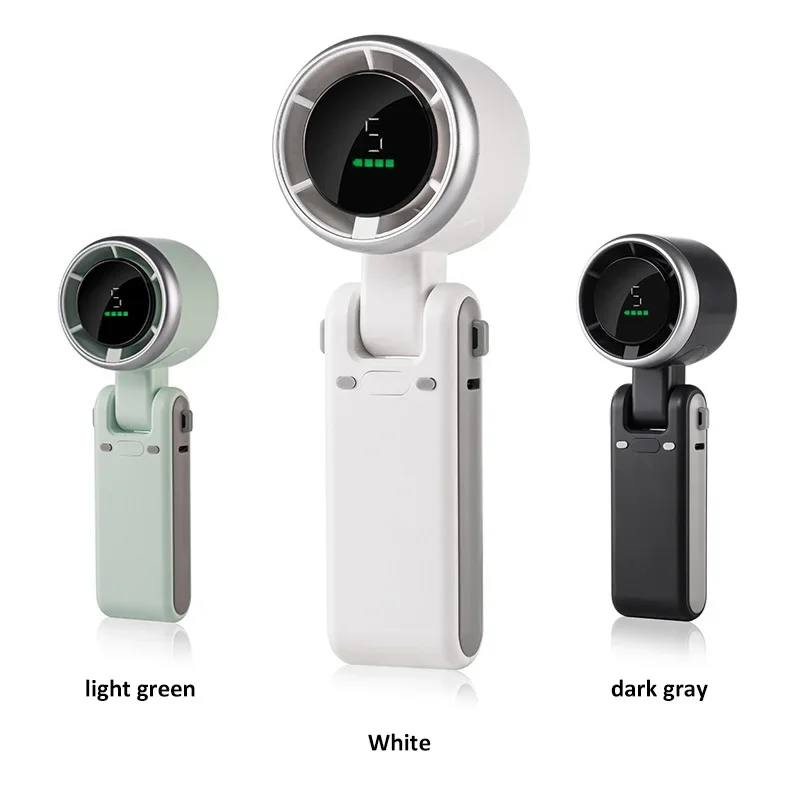 Mini Handventilator mit HD-Display, 5 Stufen, Type-C, faltbar, Umhängeband