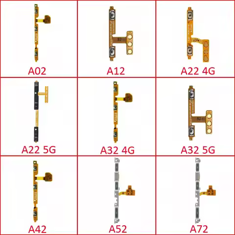 7Pcs Phone Power Volume Button Flex For Samsung A02 A12 A22 A32 A42 A52 A52s A72 4G 5G A02s A9 A920 New On Off Side Key Cable
