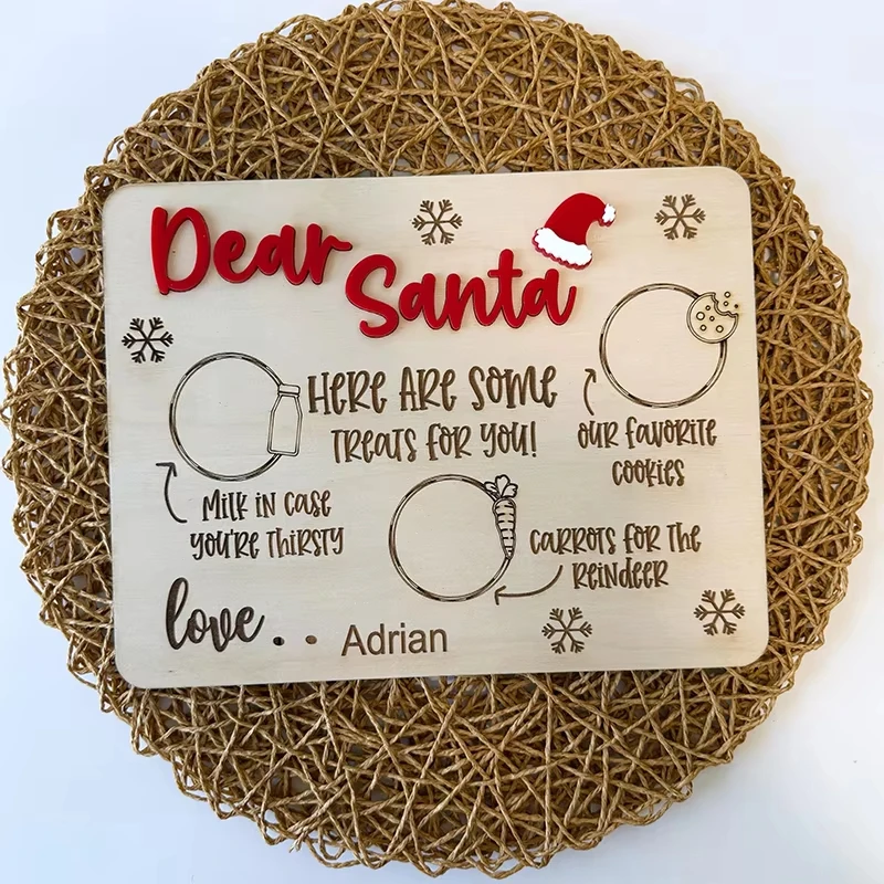 شخصية عشية عيد الميلاد سانتا كلوز صينية الوجبات الخفيفة كوكيز عيد الميلاد وصينية الحليب لوحة خشبية عشية عيد الميلاد هدية الأسرة