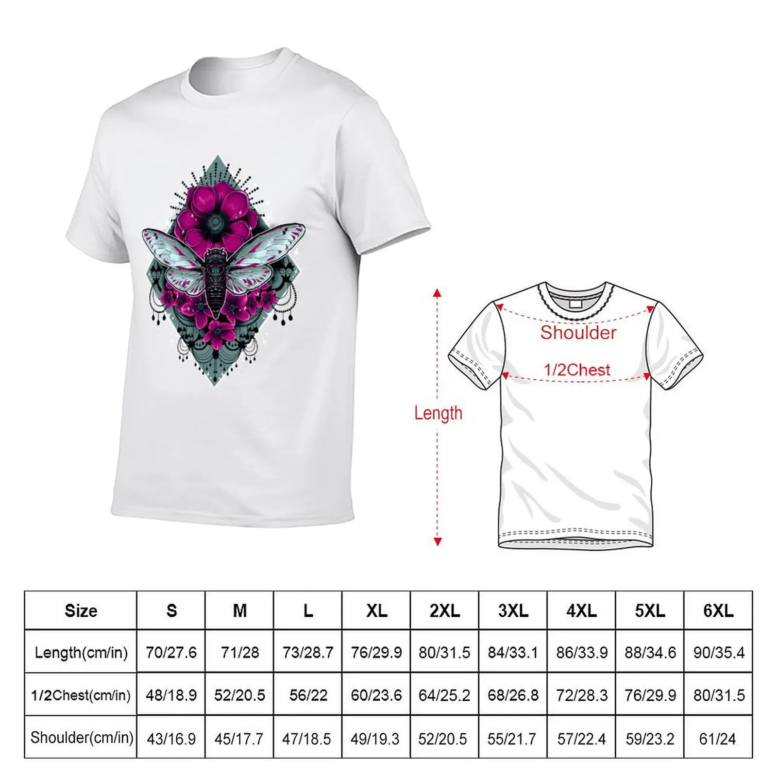 Cicada T-Shirt Casual Light Summer Short Sleeve Top