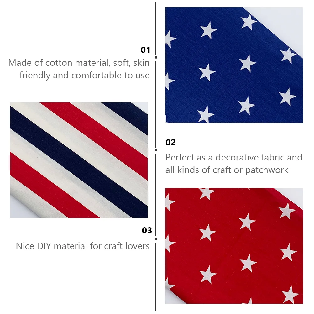 7 Pcs Handmade DIY Fabric Cotton Cloth Sewing Quilt Quilting Square Patchwork Fabrics for Flag