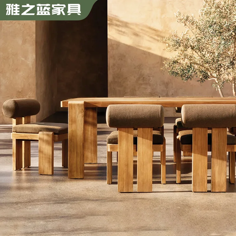 

Outdoor Teak Dining Table And Chairs Hotel Outdoor Solid Wood Dining Villa Courtyard Dining