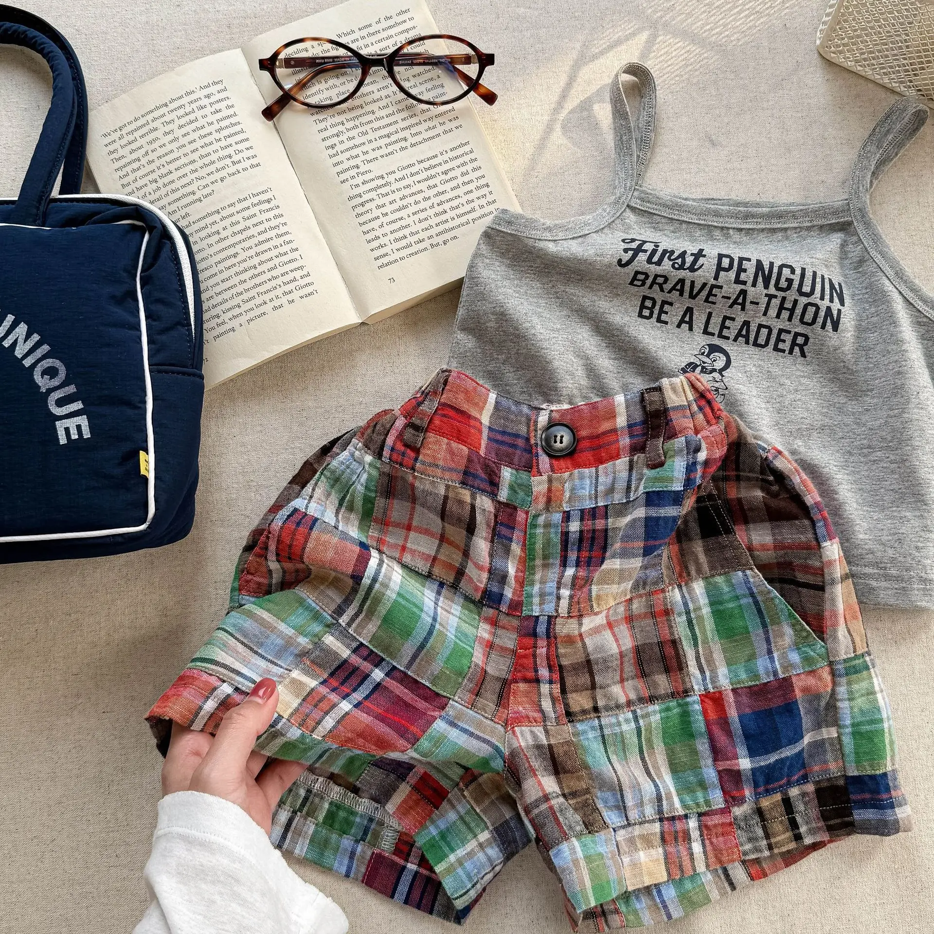 Kids Clothes Girls Shorts Summer Fashion 1-6Years Boys Patchwork Plaid Shorts Loose Casual Pants
