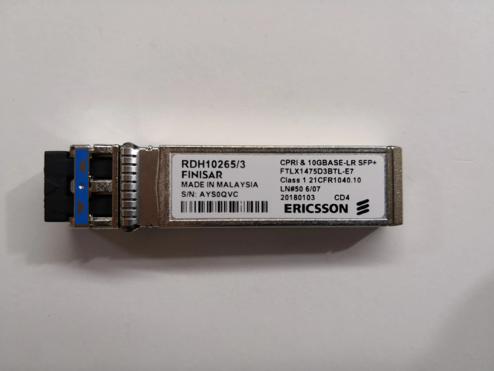 ERICSSON SFP 10G 10KM/RDH10265/3 FTLX1475D3BTL-E7/10GBASE-LR Fiber Optical Module