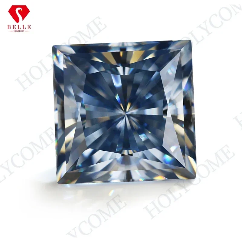 Moissanite Stone Excellent Vivid Blue Loose Moissanite Crushed Ice Princess Cut VVS1 GRA Certificated Diamond Beads Jewelry Ma