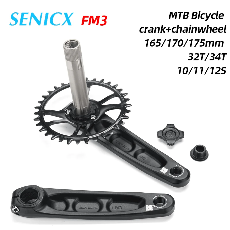 SENICX Mountain Bike Cranks for GXP 165/170/175mm Mtb Crankset 32/34T 3mm 6mm Offset Cycling Chainring 10/11/12s Bicycle Parts