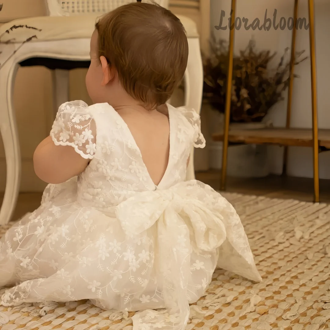 Abito da Cerimonia Personalizzato per Ragazze, Vestito in Pizzo e Tulle, Abito da Damigella, Abito da Festa Nuziale per Donne