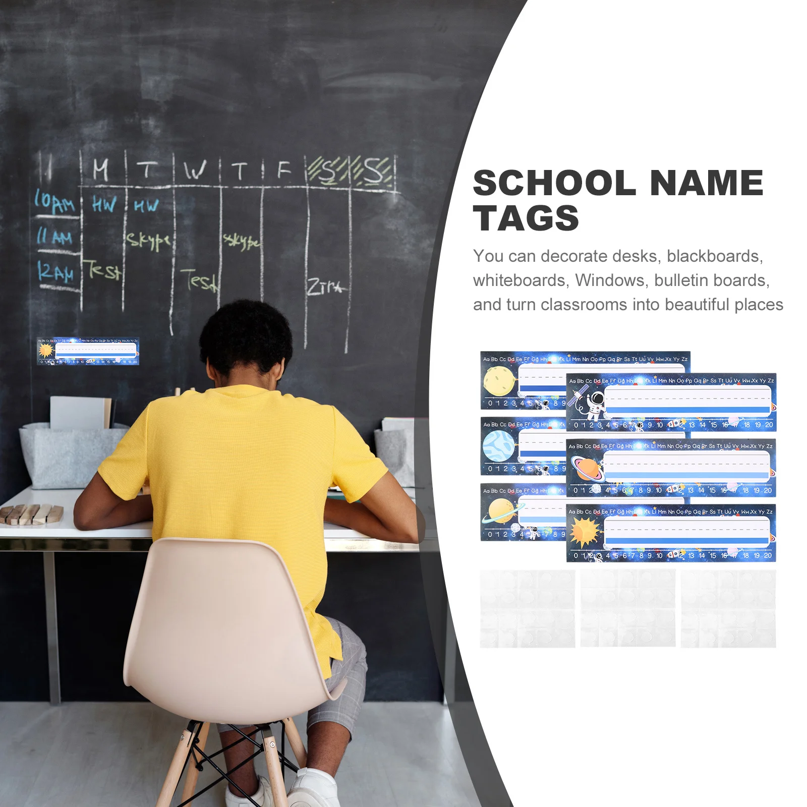 

1Set Classroom Name Tags Paper Desk Nameplates Writable Blank Tags School Desk Decors Student Label Classroom Nameplates