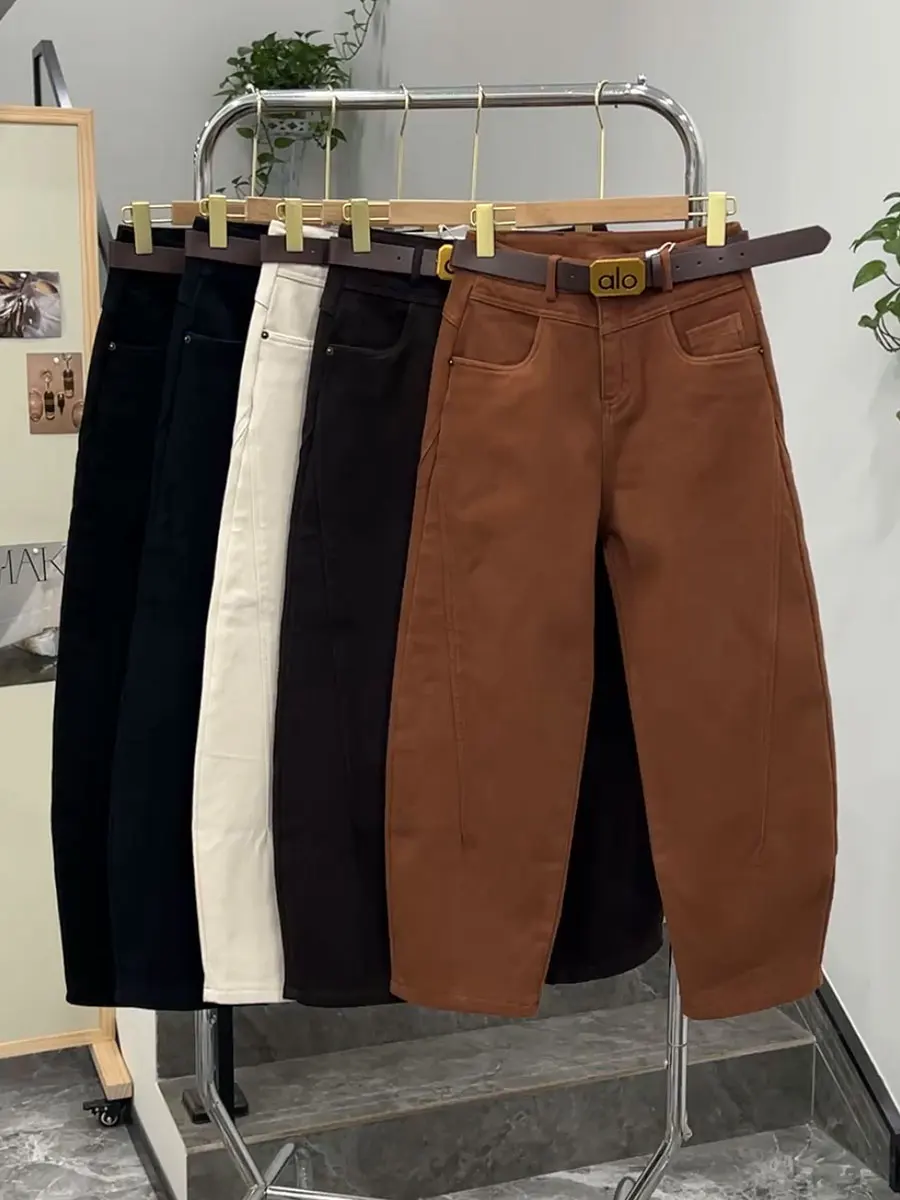 

High Quali Fce Lined Thiened Winter Casual Jeans Women's High Waist Harlan Pants Cotton Blend Warm Sli Retro Nine ...