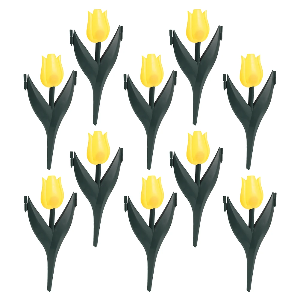

10pcs Simulated Tulip Flowers Decorative Edging Yellow Border Picket Fence Garden Stakes Landscaping Edging Tall Garden Fence