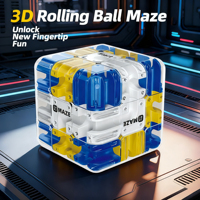 3D Puzzle Ball-Rolling Magic Cube Maze Children Labyrinth Fidgeting Toy Logical Thinking Stress Relief Educational Birthday Gift