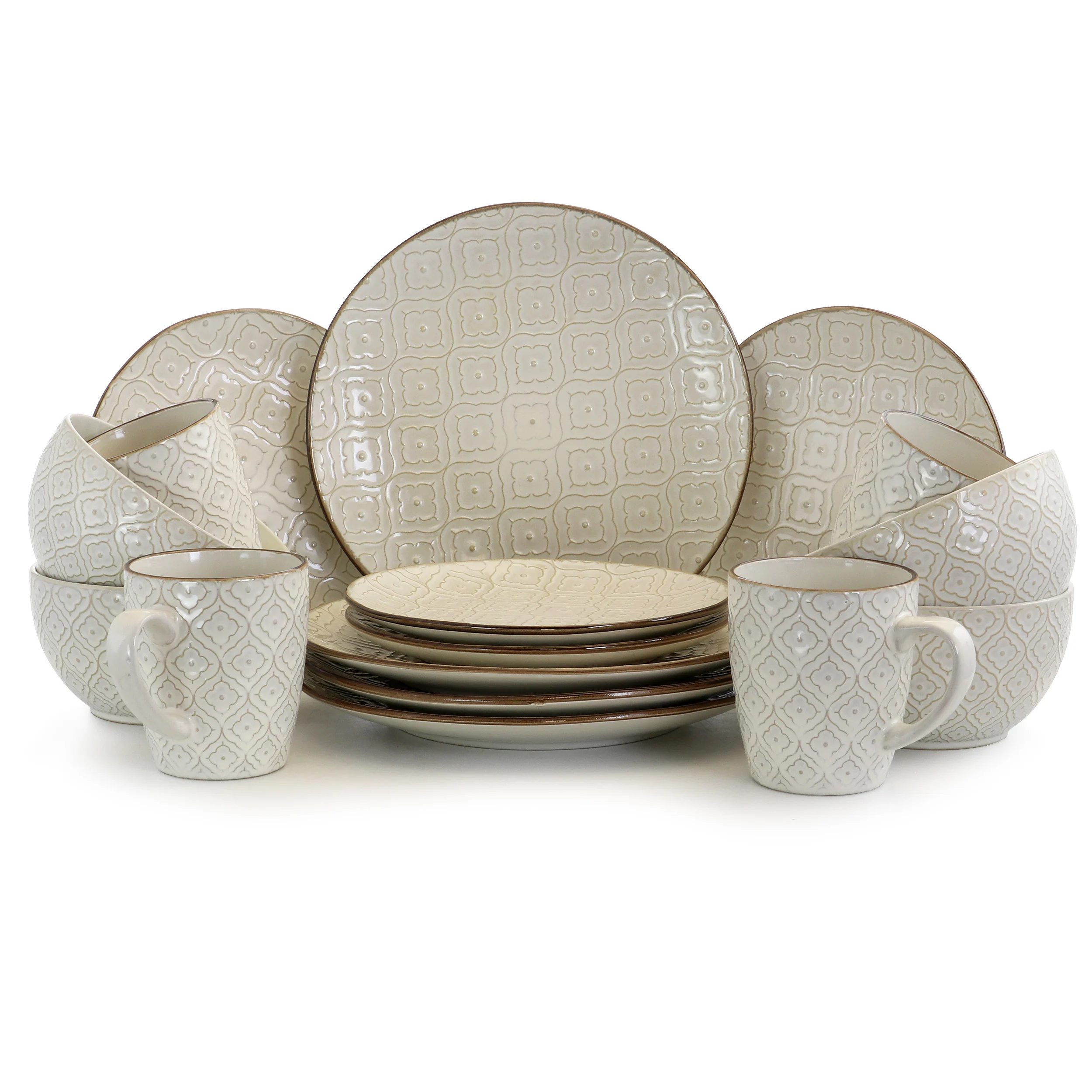 

White Lilly 16-Piece Stoneware Dinnerware Set
