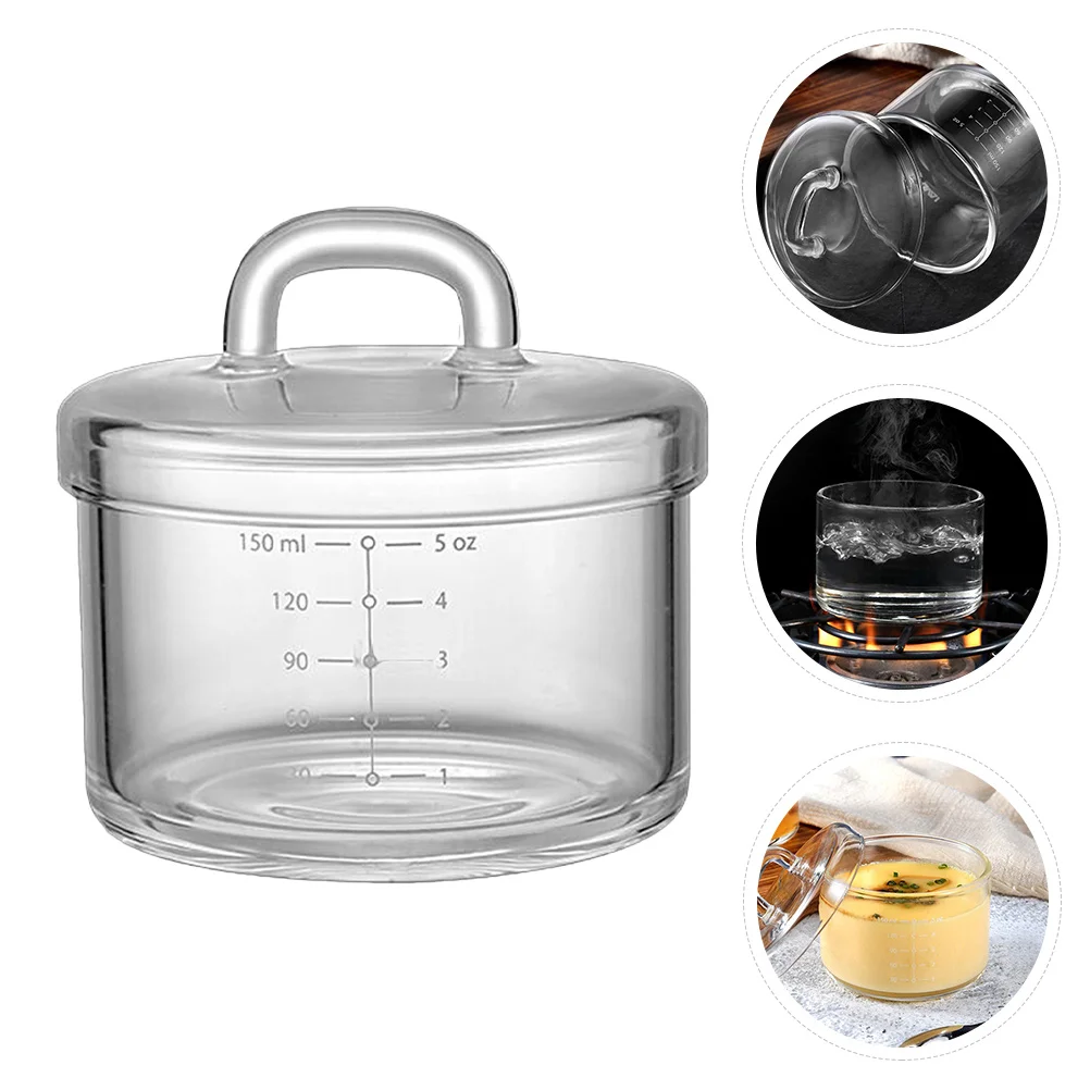 

1Pcs Transparent Steaming Egg Bowl Glass with Lid for Household Kitchen Cooking Pudding Yogurt Cake Making Dishwasher Safe