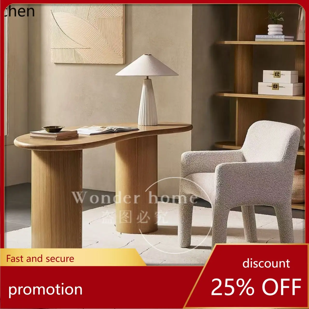 

HXL Solid Wood Desk Irregular Writing Desk Office Computer Desk