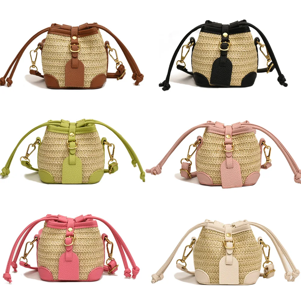 2024 Children Bags for Girls PU Straw Fashion Kids Girl Cross Bag Small Size Travel Child Tota Bag Baby Accessories