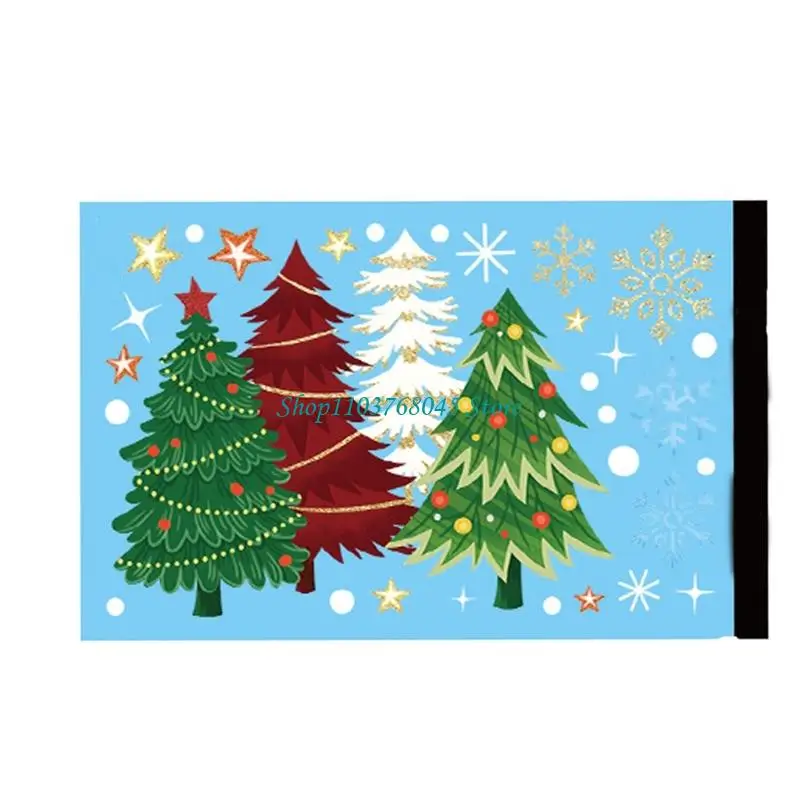 R53F Christmas Tree Sticker Static Adhesive Window Decals Waterproof PVC Window Sticker For Glass Door Holiday Decorations
