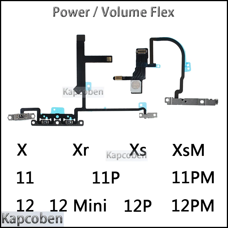 

Power On Off Volume Flex for IPhone 11 12 Xs X Xr Pro Max Mini Switch Side Button Key Ribbon Silent Mute Flex Cable