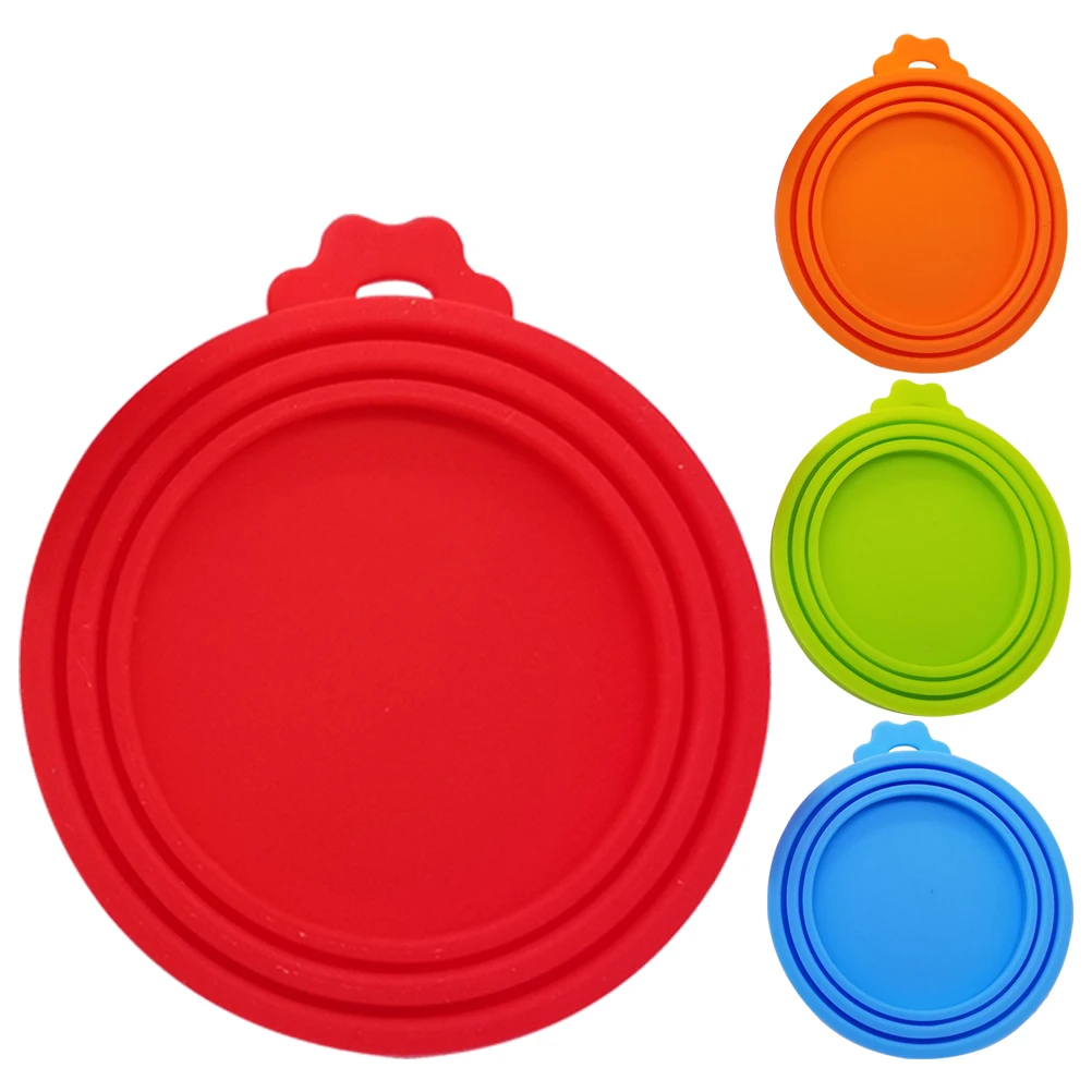

4pcs Silicone Fresh Cover Can Toppers Dog Food Lids Cans Covers Red Orange Dark Blue Green Reusable Easy Clean Sealed