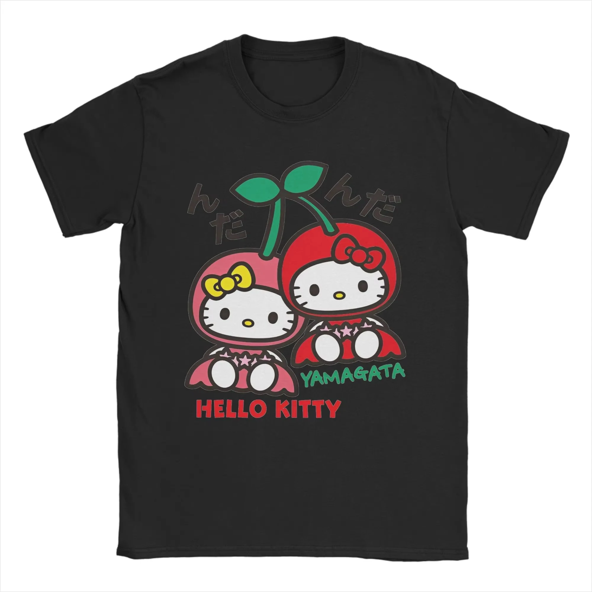 

Новинка лета 2025 года, футболка Hello Kitty Gotochi Yamagata Cherry, футболки из чистого хлопка для мужчин, модная крутая футболка с принтом, одежда