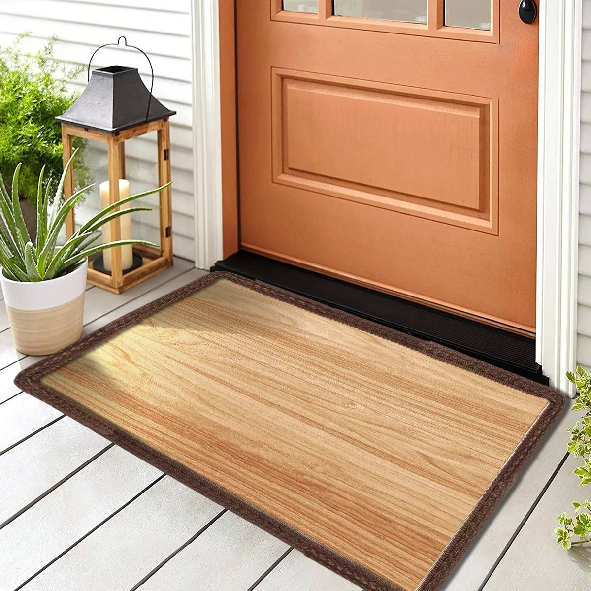 Wooden Design Door Mat Outside Entrance Doormat Welcome Outdoor Indoor Room Area Rugs Anti-slip Hallway Carpet Washable