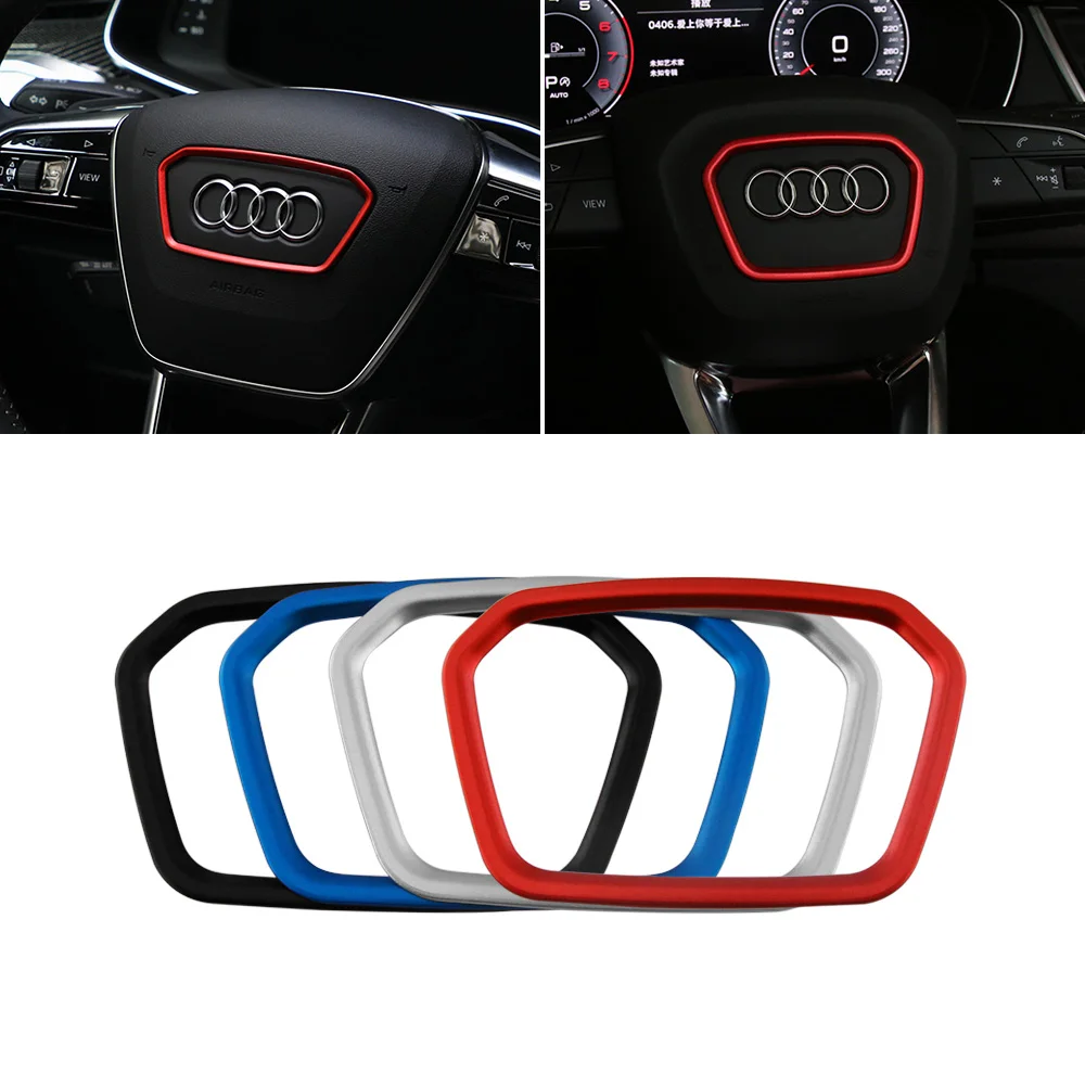 Para Audi Q3 F3 Q5 SQ5 Q7 4M Q8 e-tron GT A3 8Y A4 8W A6 C8 A7 A8 insignia para volante de coche decoración cubierta pegatinas embellecedoras
