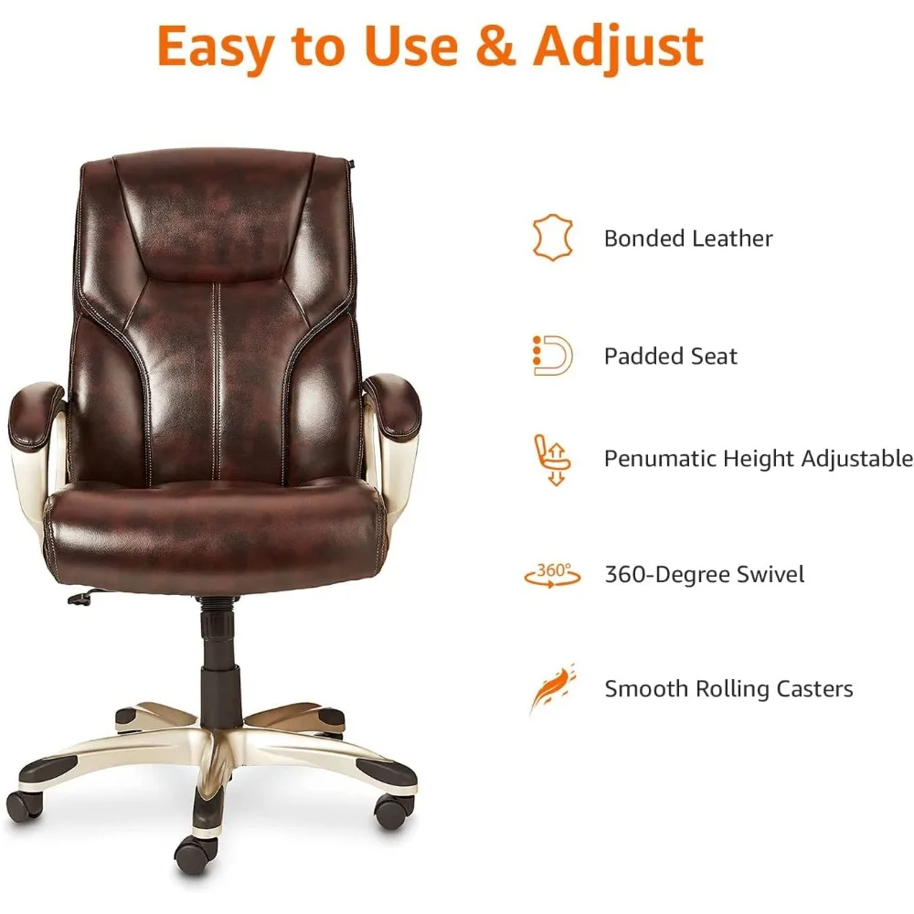 

Executive High Back Office Desk Chair, Adjustable Height, Tilt,Swivel, 275 Pound Capacity,Executive High Back Office Desk Chair