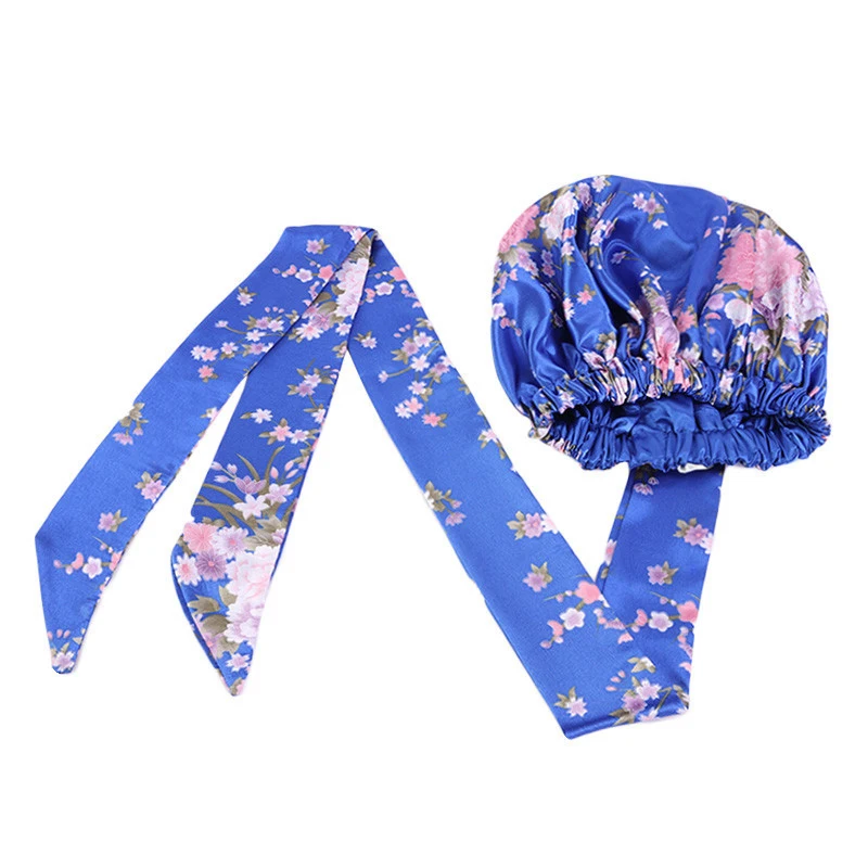 African Print Satin Scarf Hijab Turban Women Muslim Print Bonnet Long Tail Hat Beanie Chemo Cap Night Sleep Head Wrap Hair Care