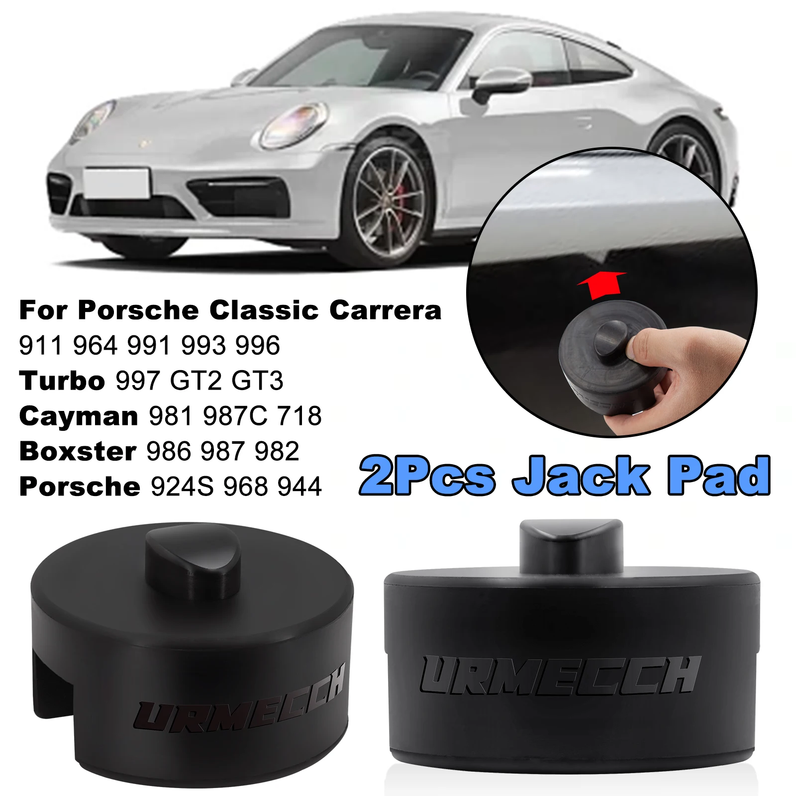 URMECCH Car Jack Stand Adapter For Porsche 911 964 991 993 996 Turbo 997 Cayman Boxster, Rubber Jack Pad Floor Slotted Pucks Jac