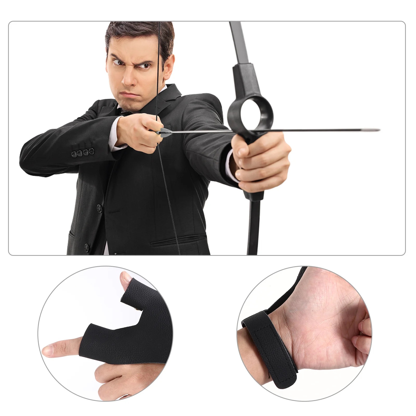 

Archery Finger Gloves 1 Pair Hand Protector Double Layer Thickened Wear Resistant Archery Hand Guard Bow Arrow Accessory